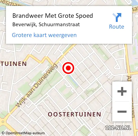 Locatie op kaart van de 112 melding: Brandweer Met Grote Spoed Naar Beverwijk, Schuurmanstraat op 23 juli 2022 15:03