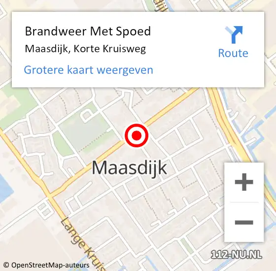 Locatie op kaart van de 112 melding: Brandweer Met Spoed Naar Maasdijk, Korte Kruisweg op 23 juli 2022 15:18