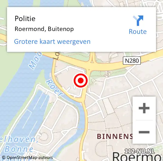 Locatie op kaart van de 112 melding: Politie Roermond, Buitenop op 23 juli 2022 15:44