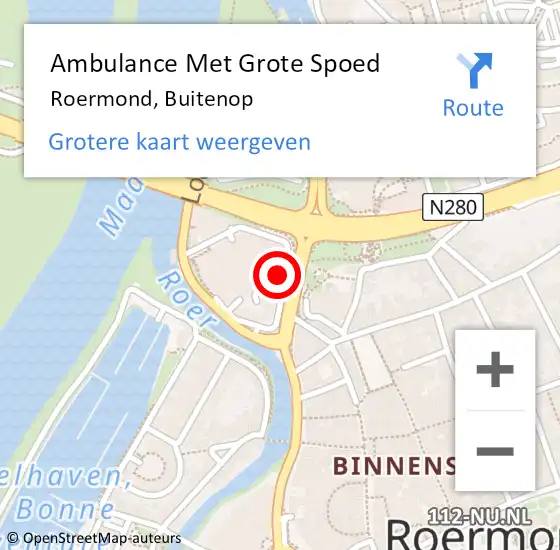 Locatie op kaart van de 112 melding: Ambulance Met Grote Spoed Naar Roermond, Buitenop op 23 juli 2022 15:44