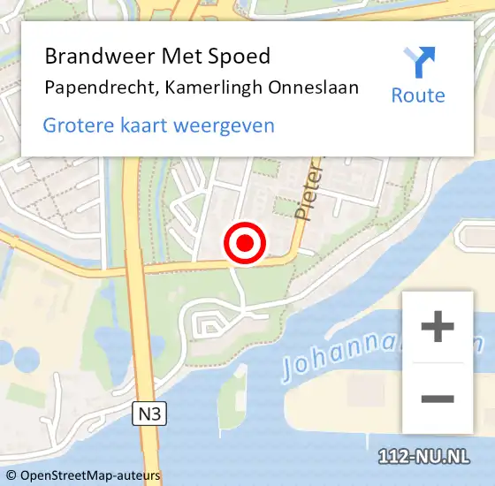 Locatie op kaart van de 112 melding: Brandweer Met Spoed Naar Papendrecht, Kamerlingh Onneslaan op 23 juli 2022 16:01
