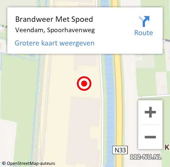 Locatie op kaart van de 112 melding: Brandweer Met Spoed Naar Veendam, Spoorhavenweg op 23 juli 2022 16:14