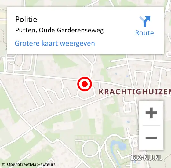 Locatie op kaart van de 112 melding: Politie Putten, Oude Garderenseweg op 23 juli 2022 17:12