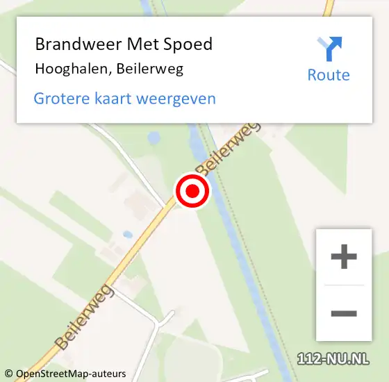 Locatie op kaart van de 112 melding: Brandweer Met Spoed Naar Hooghalen, Beilerweg op 23 juli 2022 17:21