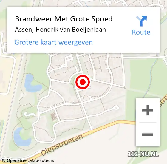Locatie op kaart van de 112 melding: Brandweer Met Grote Spoed Naar Assen, Hendrik van Boeijenlaan op 23 juli 2022 17:27