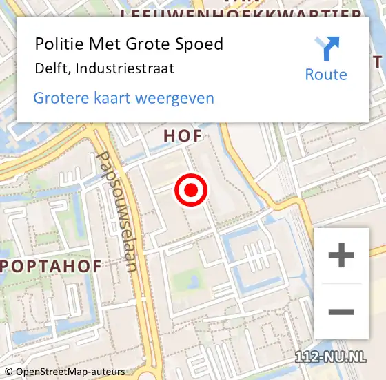 Locatie op kaart van de 112 melding: Politie Met Grote Spoed Naar Delft, Industriestraat op 23 juli 2022 17:30