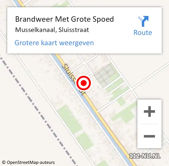 Locatie op kaart van de 112 melding: Brandweer Met Grote Spoed Naar Musselkanaal, Sluisstraat op 23 juli 2022 17:45