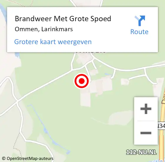 Locatie op kaart van de 112 melding: Brandweer Met Grote Spoed Naar Ommen, Larinkmars op 23 juli 2022 17:55