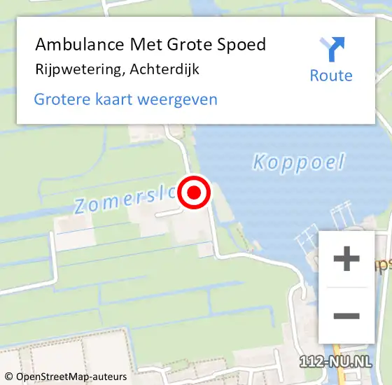 Locatie op kaart van de 112 melding: Ambulance Met Grote Spoed Naar Rijpwetering, Achterdijk op 23 juli 2022 18:04