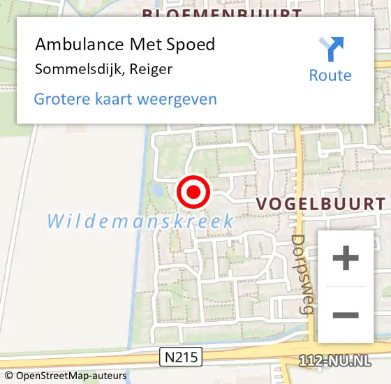 Locatie op kaart van de 112 melding: Ambulance Met Spoed Naar Sommelsdijk, Reiger op 23 juli 2022 18:04