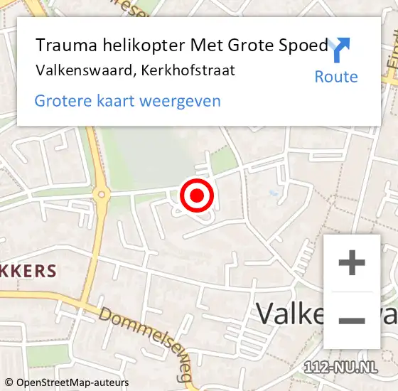 Locatie op kaart van de 112 melding: Trauma helikopter Met Grote Spoed Naar Valkenswaard, Kerkhofstraat op 23 juli 2022 18:15