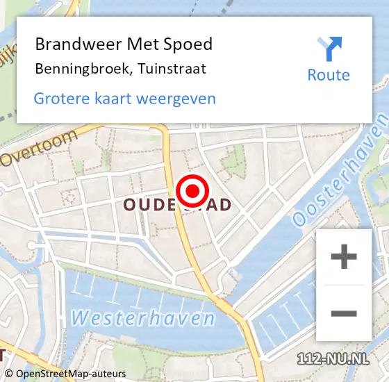 Locatie op kaart van de 112 melding: Brandweer Met Spoed Naar Benningbroek, Tuinstraat op 23 juli 2022 18:19