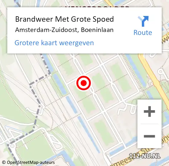 Locatie op kaart van de 112 melding: Brandweer Met Grote Spoed Naar Amsterdam-Zuidoost, Boeninlaan op 23 juli 2022 18:28