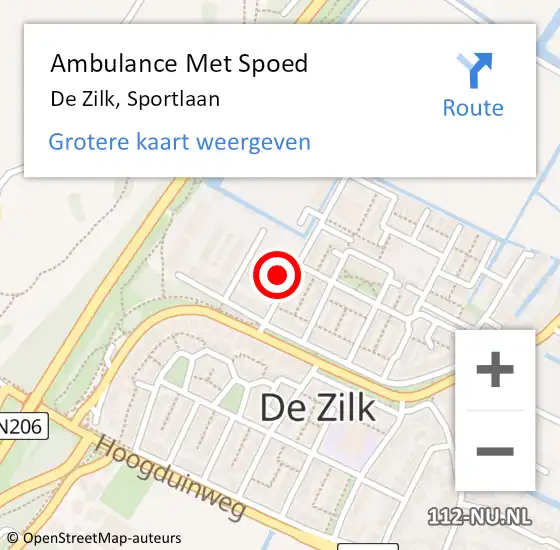 Locatie op kaart van de 112 melding: Ambulance Met Spoed Naar De Zilk, Sportlaan op 23 juli 2022 18:37