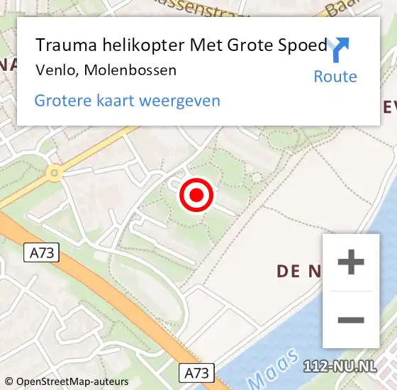 Locatie op kaart van de 112 melding: Trauma helikopter Met Grote Spoed Naar Venlo, Molenbossen op 23 juli 2022 18:40