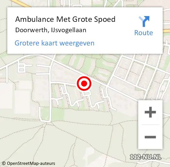 Locatie op kaart van de 112 melding: Ambulance Met Grote Spoed Naar Doorwerth, IJsvogellaan op 23 juli 2022 18:41