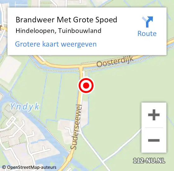 Locatie op kaart van de 112 melding: Brandweer Met Grote Spoed Naar Hindeloopen, Tuinbouwland op 23 juli 2022 19:02