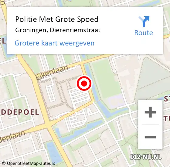 Locatie op kaart van de 112 melding: Politie Met Grote Spoed Naar Groningen, Dierenriemstraat op 23 juli 2022 19:07