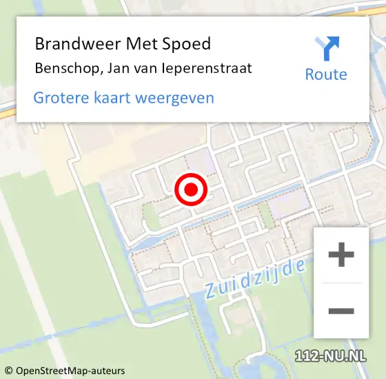 Locatie op kaart van de 112 melding: Brandweer Met Spoed Naar Benschop, Jan van Ieperenstraat op 23 juli 2022 19:40