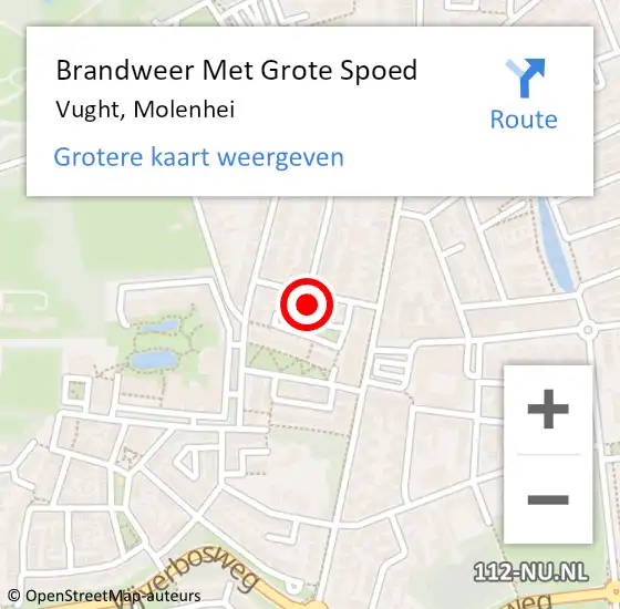 Locatie op kaart van de 112 melding: Brandweer Met Grote Spoed Naar Vught, Molenhei op 23 juli 2022 19:43