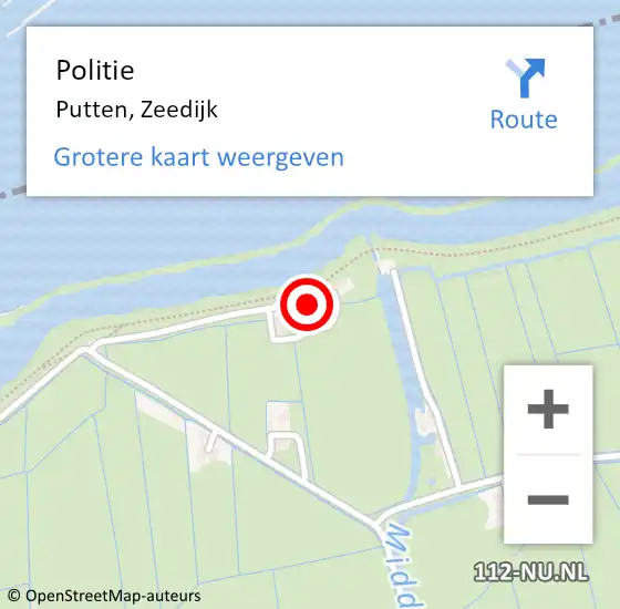 Locatie op kaart van de 112 melding: Politie Putten, Zeedijk op 23 juli 2022 19:46