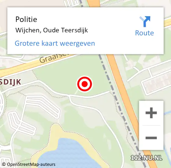 Locatie op kaart van de 112 melding: Politie Wijchen, Oude Teersdijk op 23 juli 2022 20:18