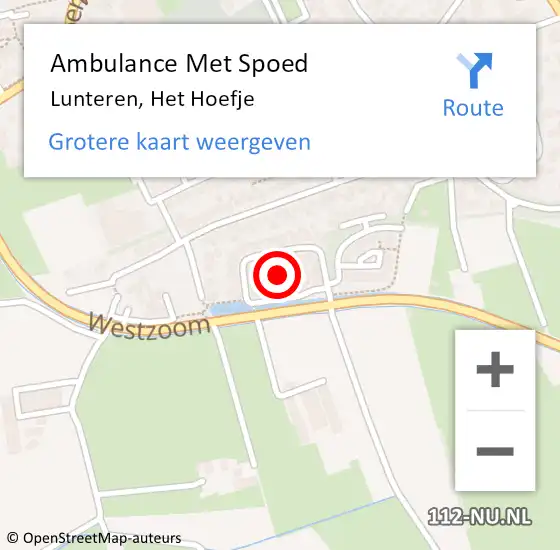 Locatie op kaart van de 112 melding: Ambulance Met Spoed Naar Lunteren, Het Hoefje op 23 juli 2022 20:18