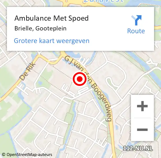 Locatie op kaart van de 112 melding: Ambulance Met Spoed Naar Brielle, Gooteplein op 23 juli 2022 20:21