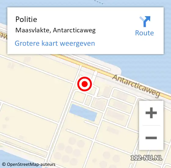 Locatie op kaart van de 112 melding: Politie Maasvlakte, Antarcticaweg op 23 juli 2022 20:27