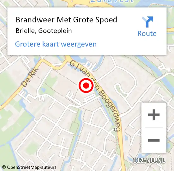 Locatie op kaart van de 112 melding: Brandweer Met Grote Spoed Naar Brielle, Gooteplein op 23 juli 2022 20:30