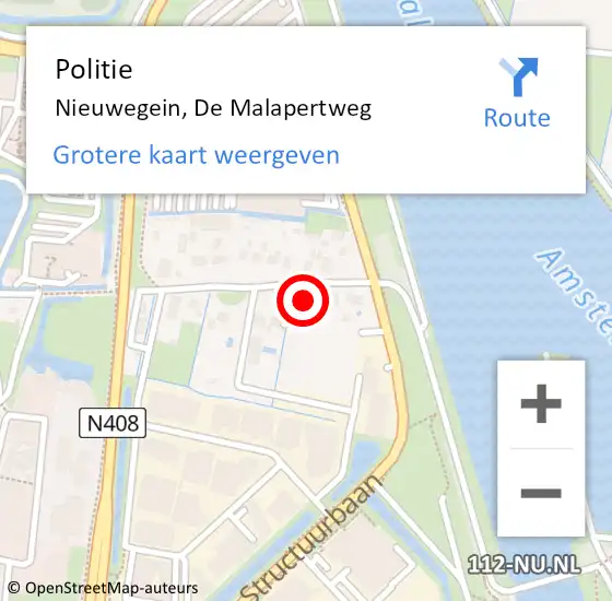 Locatie op kaart van de 112 melding: Politie Nieuwegein, De Malapertweg op 23 juli 2022 20:31