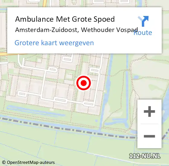 Locatie op kaart van de 112 melding: Ambulance Met Grote Spoed Naar Amsterdam-Zuidoost, Wethouder Vospad op 23 juli 2022 20:34