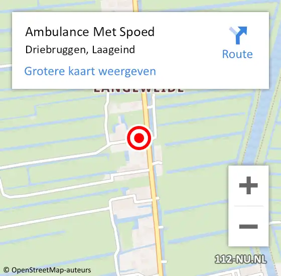 Locatie op kaart van de 112 melding: Ambulance Met Spoed Naar Driebruggen, Laageind op 23 juli 2022 20:38