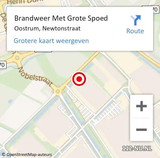 Locatie op kaart van de 112 melding: Brandweer Met Grote Spoed Naar Oostrum, Newtonstraat op 23 juli 2022 21:03