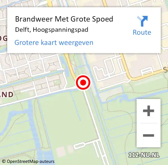 Locatie op kaart van de 112 melding: Brandweer Met Grote Spoed Naar Delft, Hoogspanningspad op 23 juli 2022 21:13