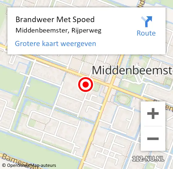 Locatie op kaart van de 112 melding: Brandweer Met Spoed Naar Middenbeemster, Rijperweg op 23 juli 2022 21:54