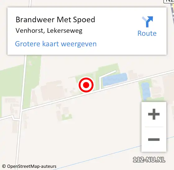 Locatie op kaart van de 112 melding: Brandweer Met Spoed Naar Venhorst, Lekerseweg op 23 juli 2022 21:59