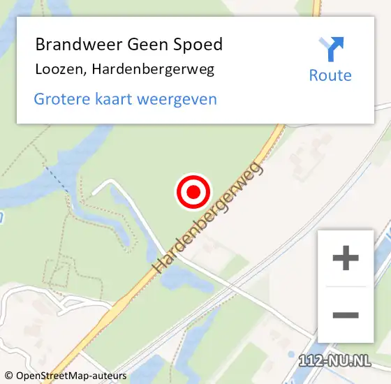 Locatie op kaart van de 112 melding: Brandweer Geen Spoed Naar Loozen, Hardenbergerweg op 23 juli 2022 22:01
