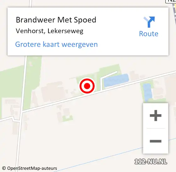 Locatie op kaart van de 112 melding: Brandweer Met Spoed Naar Venhorst, Lekerseweg op 23 juli 2022 22:03