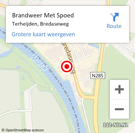 Locatie op kaart van de 112 melding: Brandweer Met Spoed Naar Terheijden, Bredaseweg op 23 juli 2022 22:10