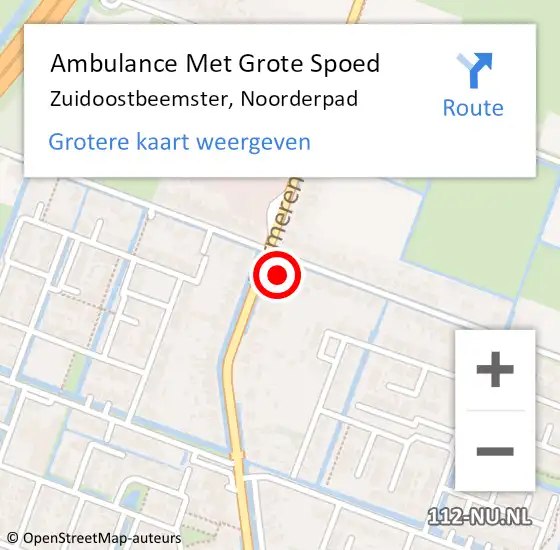 Locatie op kaart van de 112 melding: Ambulance Met Grote Spoed Naar Zuidoostbeemster, Noorderpad op 23 juli 2022 22:12