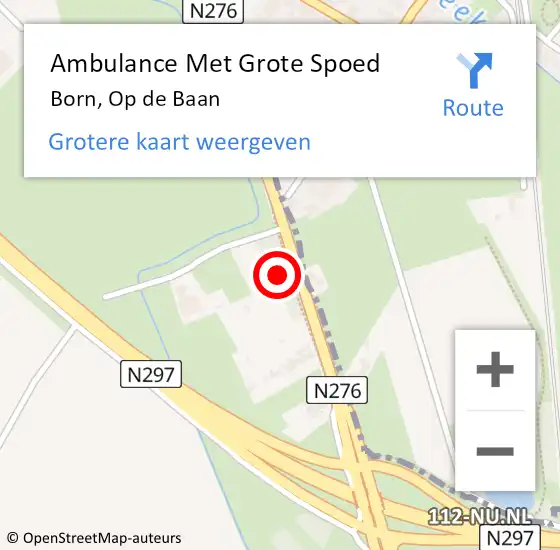 Locatie op kaart van de 112 melding: Ambulance Met Grote Spoed Naar Born, Op de Baan op 23 juli 2022 22:13