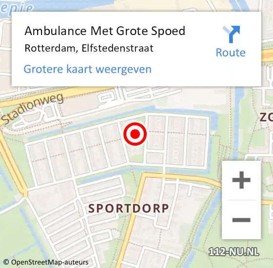 Locatie op kaart van de 112 melding: Ambulance Met Grote Spoed Naar Rotterdam, Elfstedenstraat op 23 juli 2022 22:24