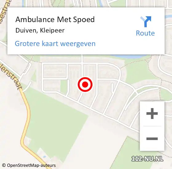 Locatie op kaart van de 112 melding: Ambulance Met Spoed Naar Duiven, Kleipeer op 23 juli 2022 22:25