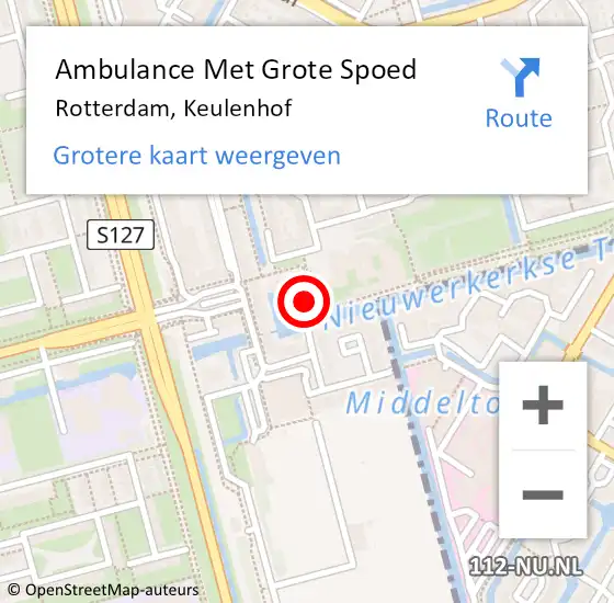 Locatie op kaart van de 112 melding: Ambulance Met Grote Spoed Naar Rotterdam, Keulenhof op 23 juli 2022 22:46