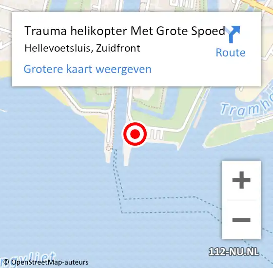 Locatie op kaart van de 112 melding: Trauma helikopter Met Grote Spoed Naar Hellevoetsluis, Zuidfront op 23 juli 2022 22:58