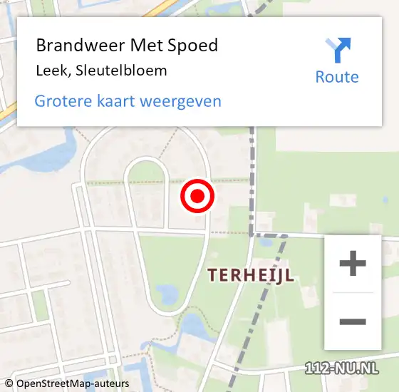 Locatie op kaart van de 112 melding: Brandweer Met Spoed Naar Leek, Sleutelbloem op 23 juli 2022 23:03