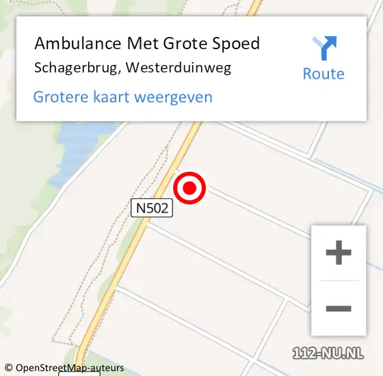 Locatie op kaart van de 112 melding: Ambulance Met Grote Spoed Naar Schagerbrug, Westerduinweg op 23 juli 2022 23:08