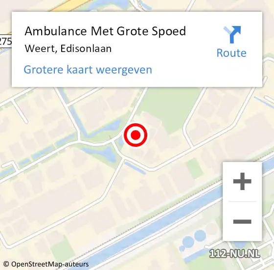 Locatie op kaart van de 112 melding: Ambulance Met Grote Spoed Naar Weert, Edisonlaan op 23 juli 2022 23:32