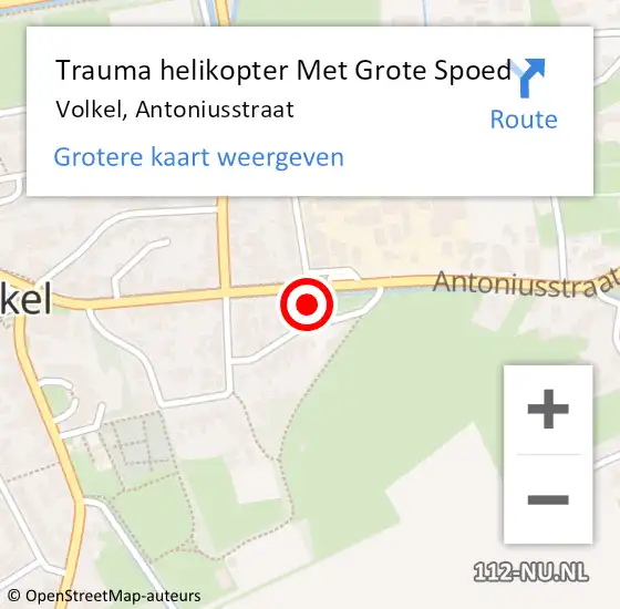 Locatie op kaart van de 112 melding: Trauma helikopter Met Grote Spoed Naar Volkel, Antoniusstraat op 23 juli 2022 23:36